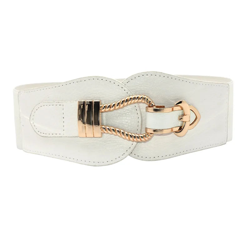 Ceinture Large Élastique Femme Boucle Dorée - Ceinture Taille Haute Luxe Stretch | MDN