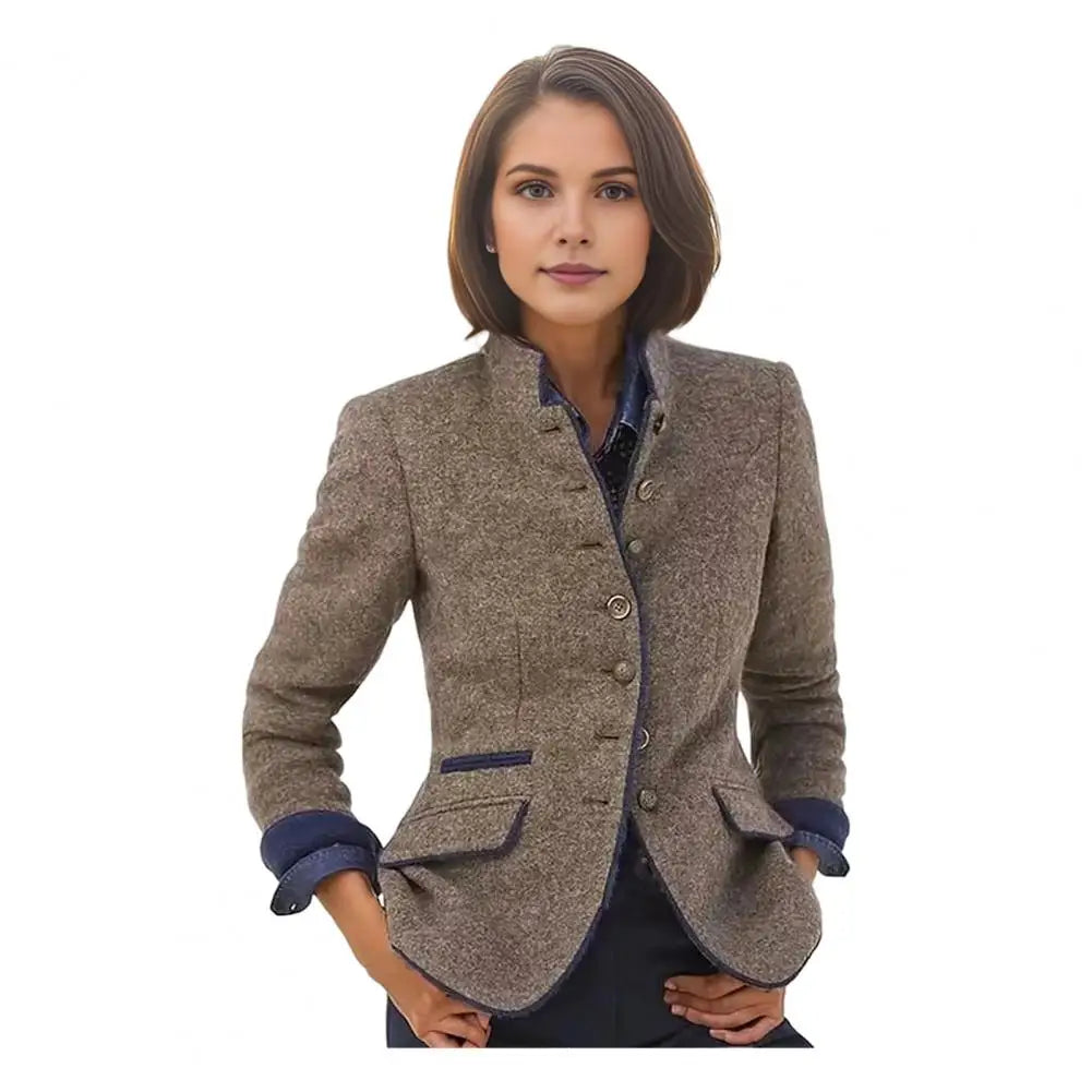 Manteau Laine Bicolore Col Montant | MDN