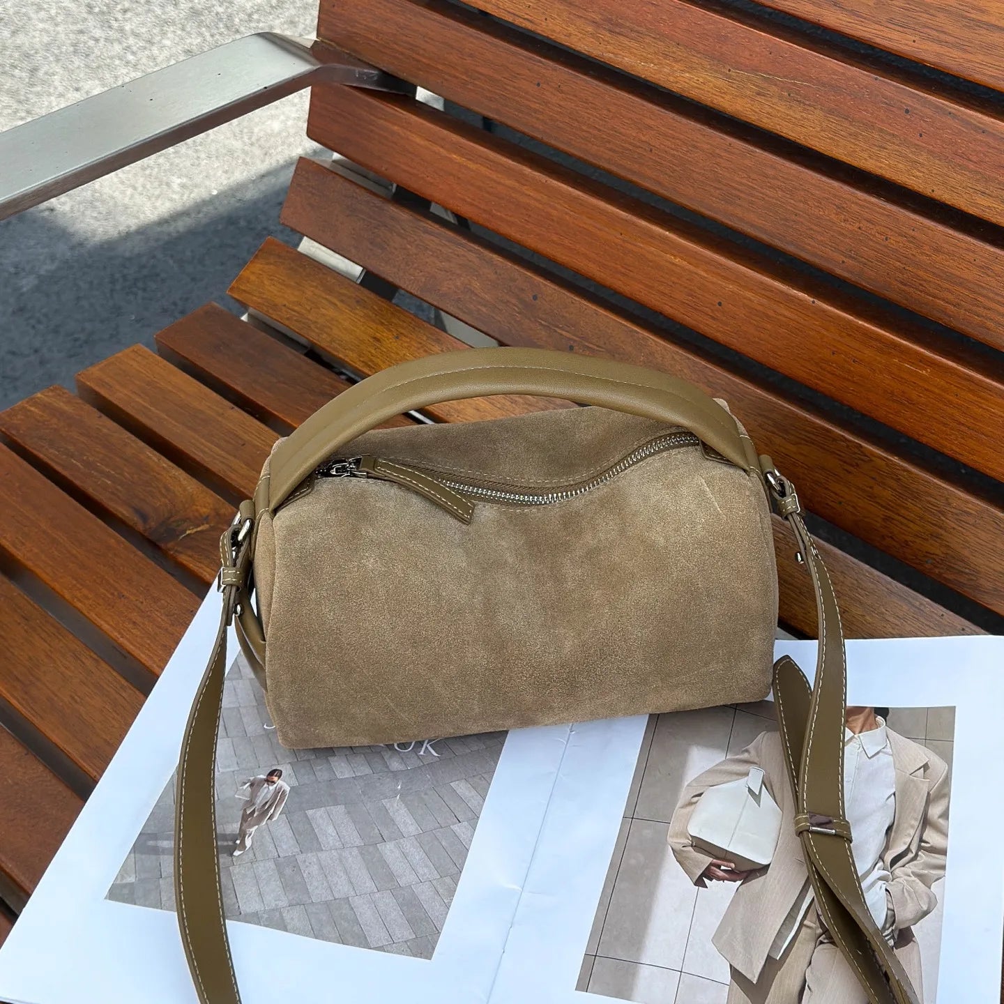 Sac Bandoulière Cylindrique Femme Cuir Véritable MDN - Luxe Designer