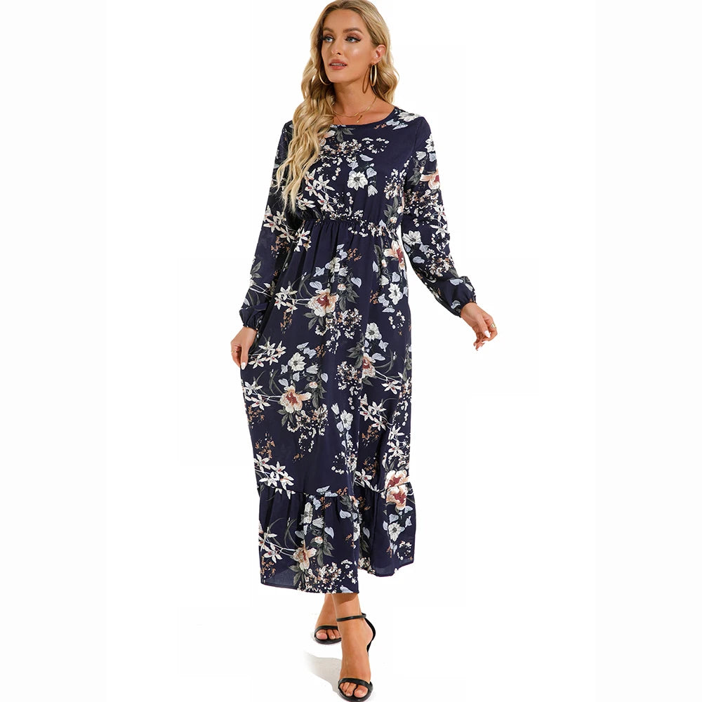 Robe Longue Femme Bohème Fleurie Taille Haute Été | MDN