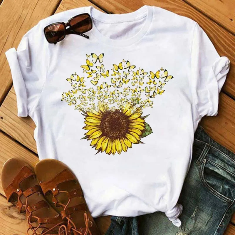 T-shirt Coton Tournesol Papillon Oversize | MDN