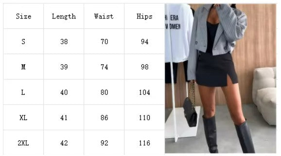 Jupe Courte Fendue Noire Casual Automne | MDN