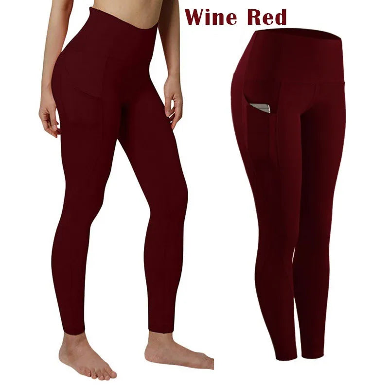 Leggings Yoga Taille Haute Poche Femme Rose | MDN Store