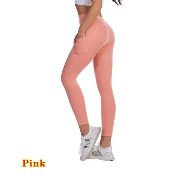 Leggings Yoga Taille Haute Poche Femme Rose | MDN Store