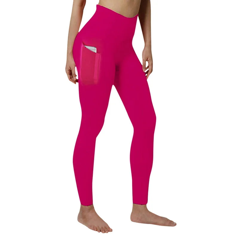 Leggings Yoga Taille Haute Poche Femme Rose | MDN Store
