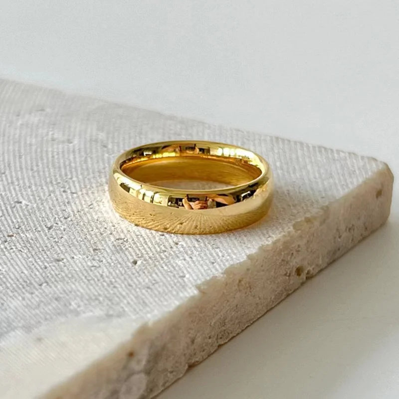 Bague Lisse Acier Plaqué Or 18K 6mm | MDN