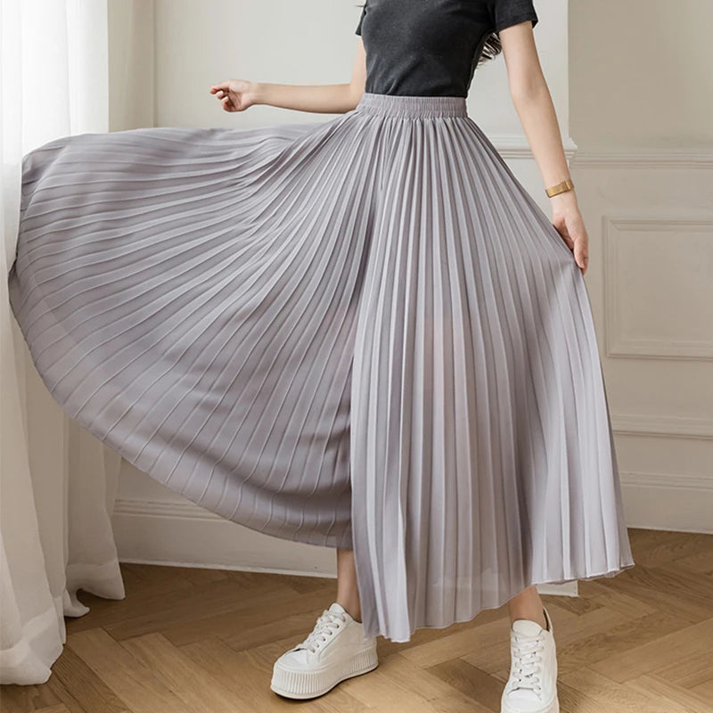 Pantalon Mousseline Plissé Taille Haute | MDN Store