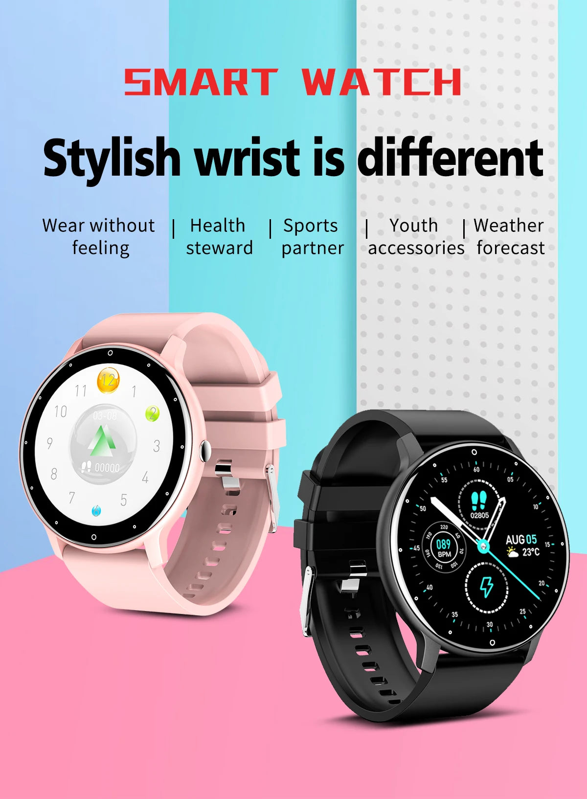 Montre Connectée Femme Homme LIGE Étanche - Bracelet Sport Météo Android iOS | MDN