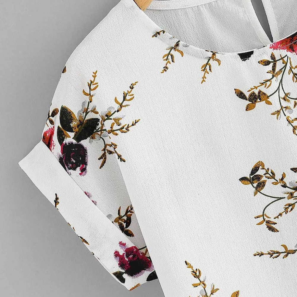 Blouse Imprimé Floral Col Rond Femme | MDN Store