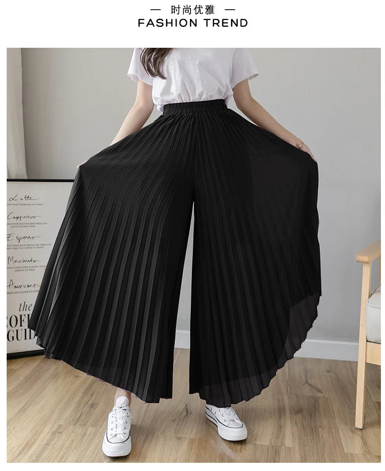 Pantalon Mousseline Plissé Taille Haute | MDN Store