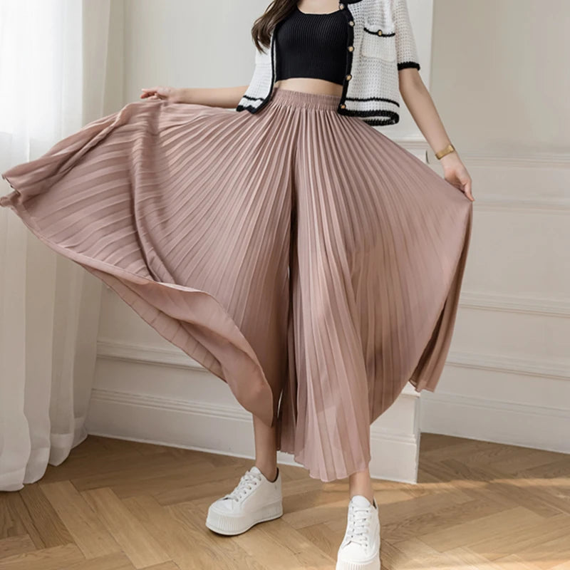 Pantalon Mousseline Plissé Taille Haute | MDN Store