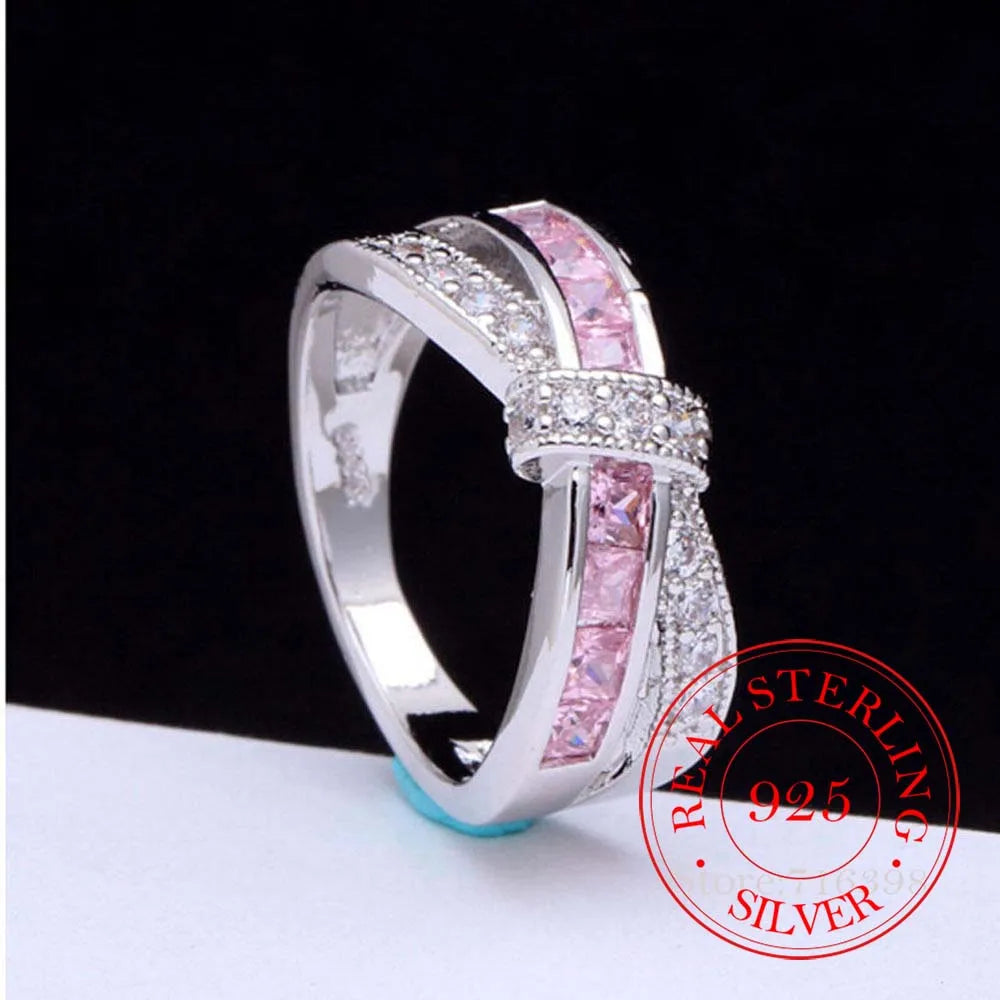 Bague Couple Argent 925 Cristal Violet Alliance Mariage | MDN