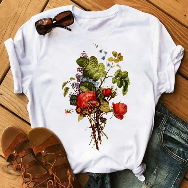 T-Chemise Coquelicots Rouges Style 90s Femme | MDN Store