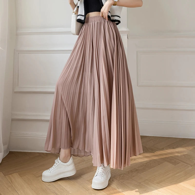 Pantalon Mousseline Plissé Taille Haute | MDN Store