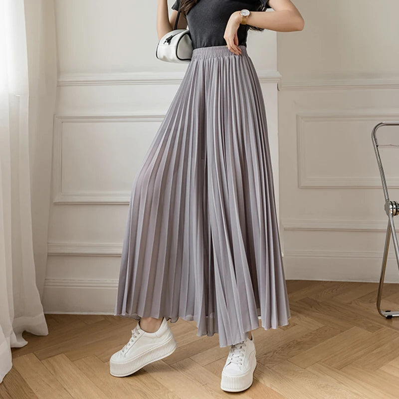 Pantalon Mousseline Plissé Taille Haute | MDN Store