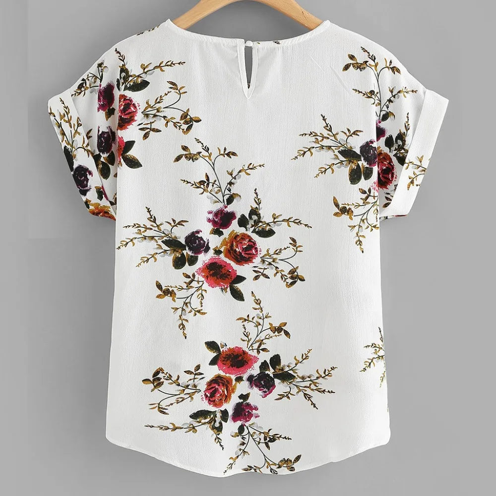 Blouse Imprimé Floral Col Rond Femme | MDN