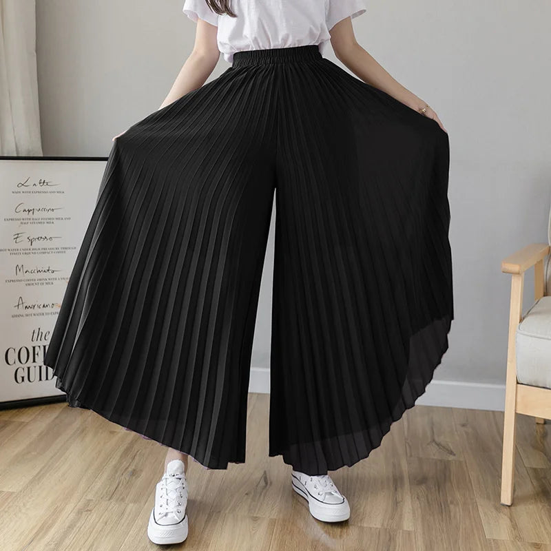 Pantalon Mousseline Plissé Taille Haute | MDN Store