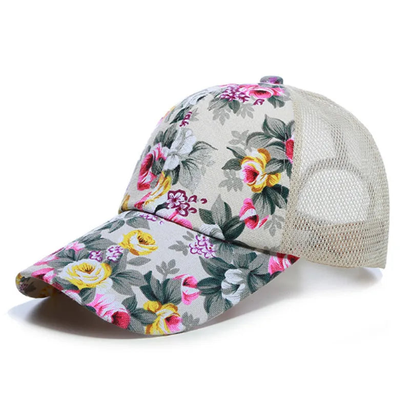 Casquette Baseball Imprime Floral Rose Femme Protection Solaire | MDN Store 25