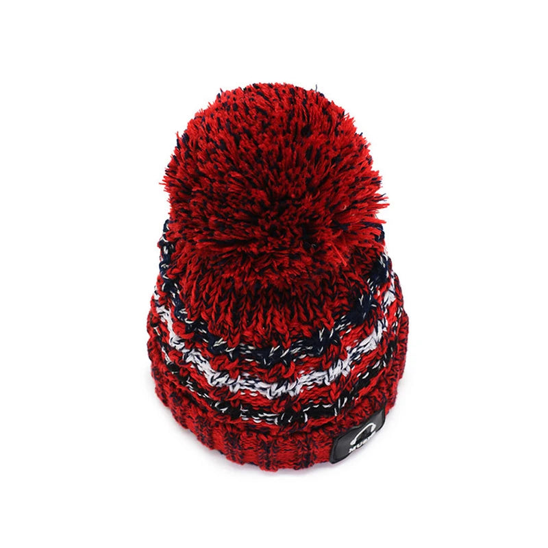 Bonnet Femme Hiver Épais Tricot avec Pompon Chenille Doublure Polaire | MDN