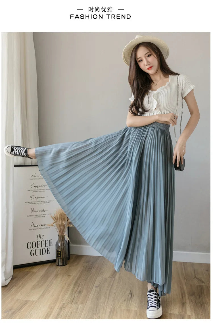 Pantalon Mousseline Plissé Taille Haute | MDN Store