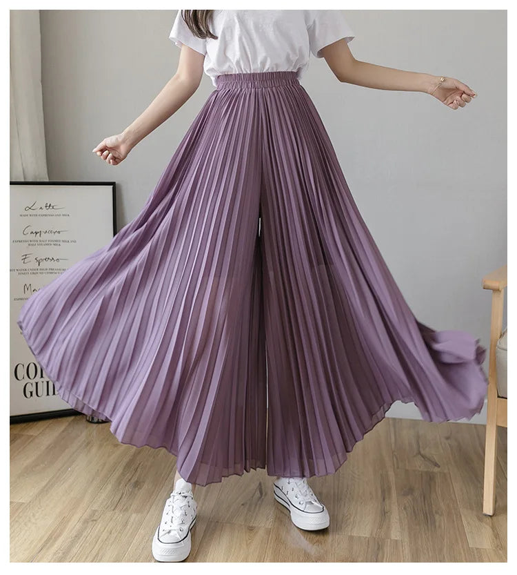 Pantalon Mousseline Plissé Taille Haute | MDN Store