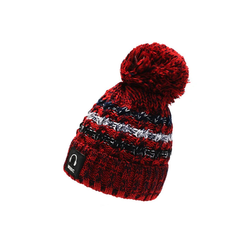 Bonnet Femme Hiver Épais Tricot avec Pompon Chenille Doublure Polaire | MDN