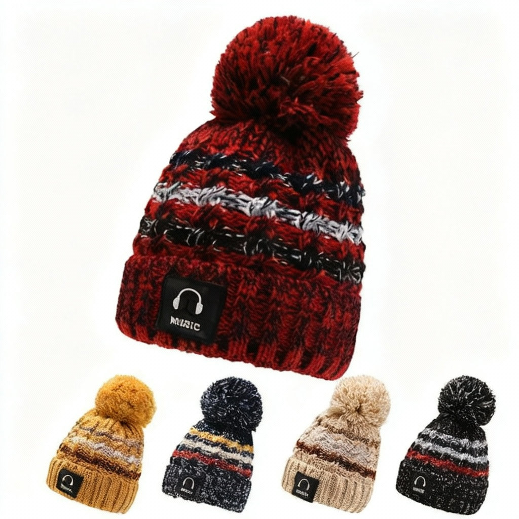 Bonnet Femme Hiver Épais Tricot avec Pompon Chenille Doublure Polaire | MDN