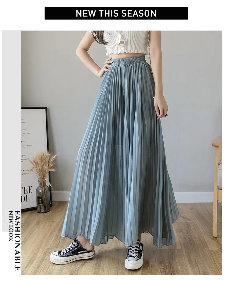 Pantalon Mousseline Plissé Taille Haute | MDN Store