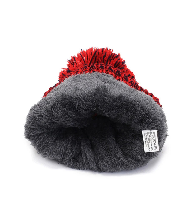 Bonnet Femme Hiver Épais Tricot avec Pompon Chenille Doublure Polaire | MDN