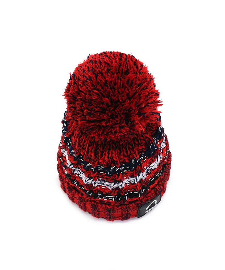 Bonnet Femme Hiver Épais Tricot avec Pompon Chenille Doublure Polaire | MDN