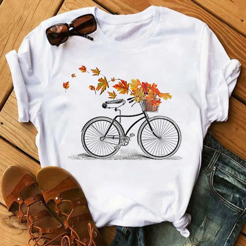 T-Shirt Velo et Tournesol Femme Harajuku Manches Courtes | MDN Store 25