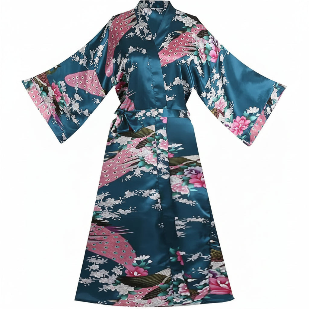 Kimono Satin Floral Court Élégant