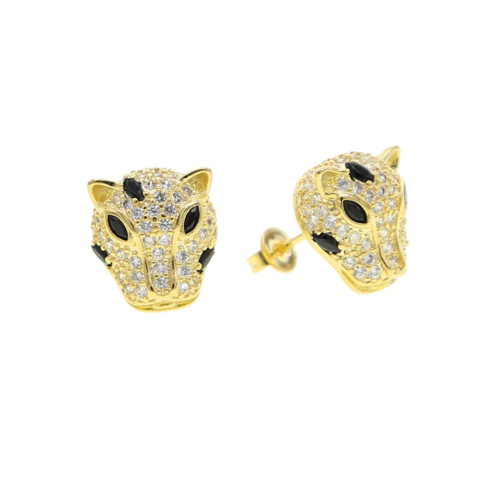 Boucles d'Oreilles Léopard Jaguar Or Zircon | MDN