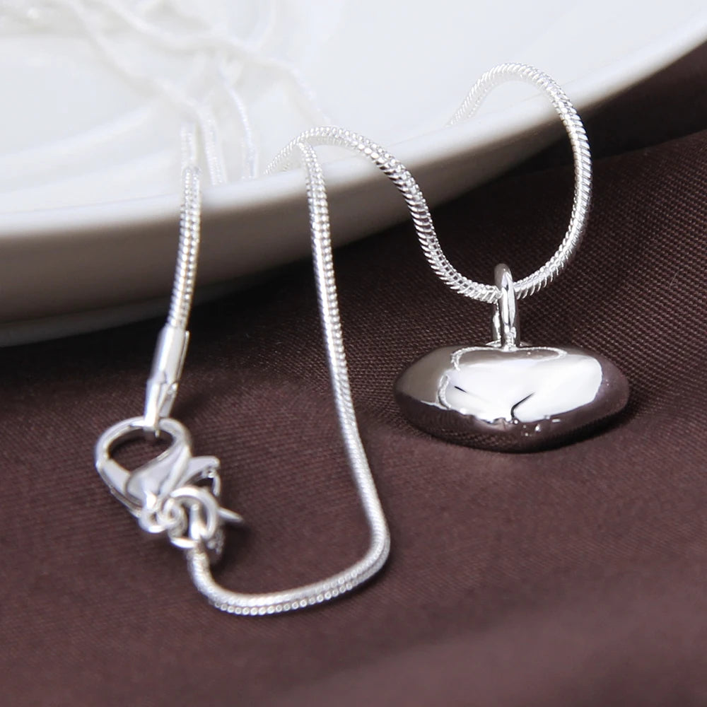 Collier Cœur Argent Chaîne Serpent 40-75cm Femme Mariage | MDN Store