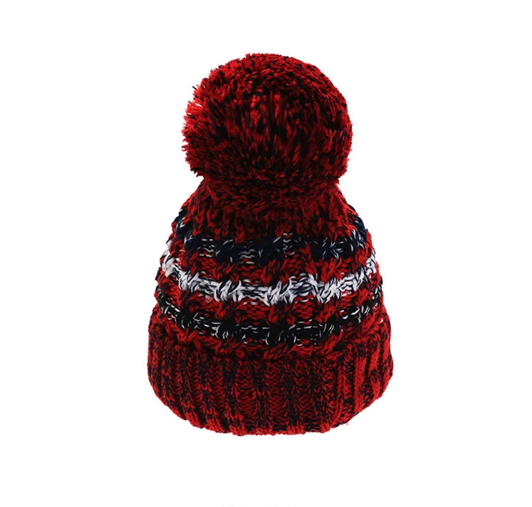 Bonnet Femme Hiver Épais Tricot avec Pompon Chenille Doublure Polaire | MDN