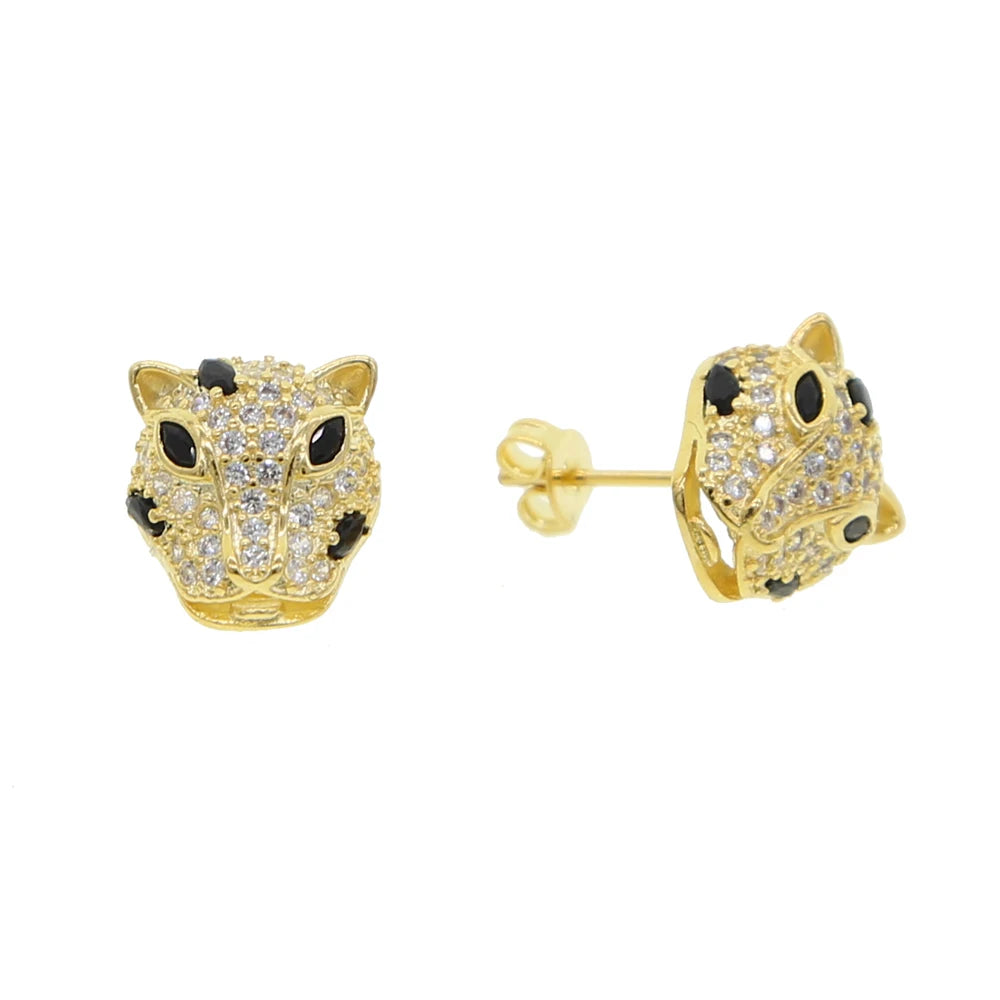 Boucles d'Oreilles Léopard Jaguar Or Zircon | MDN