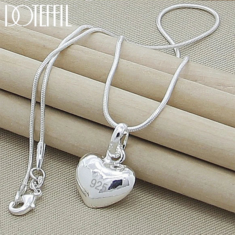 Collier Cœur Argent Chaîne Serpent 40-75cm Femme Mariage | MDN Store