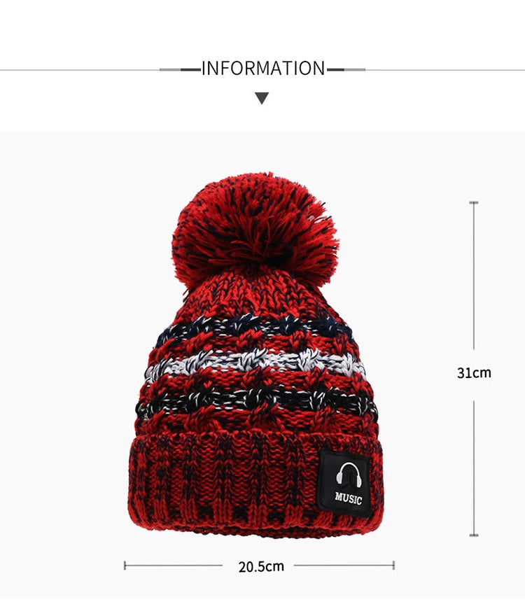 Bonnet Femme Hiver Épais Tricot avec Pompon Chenille Doublure Polaire | MDN