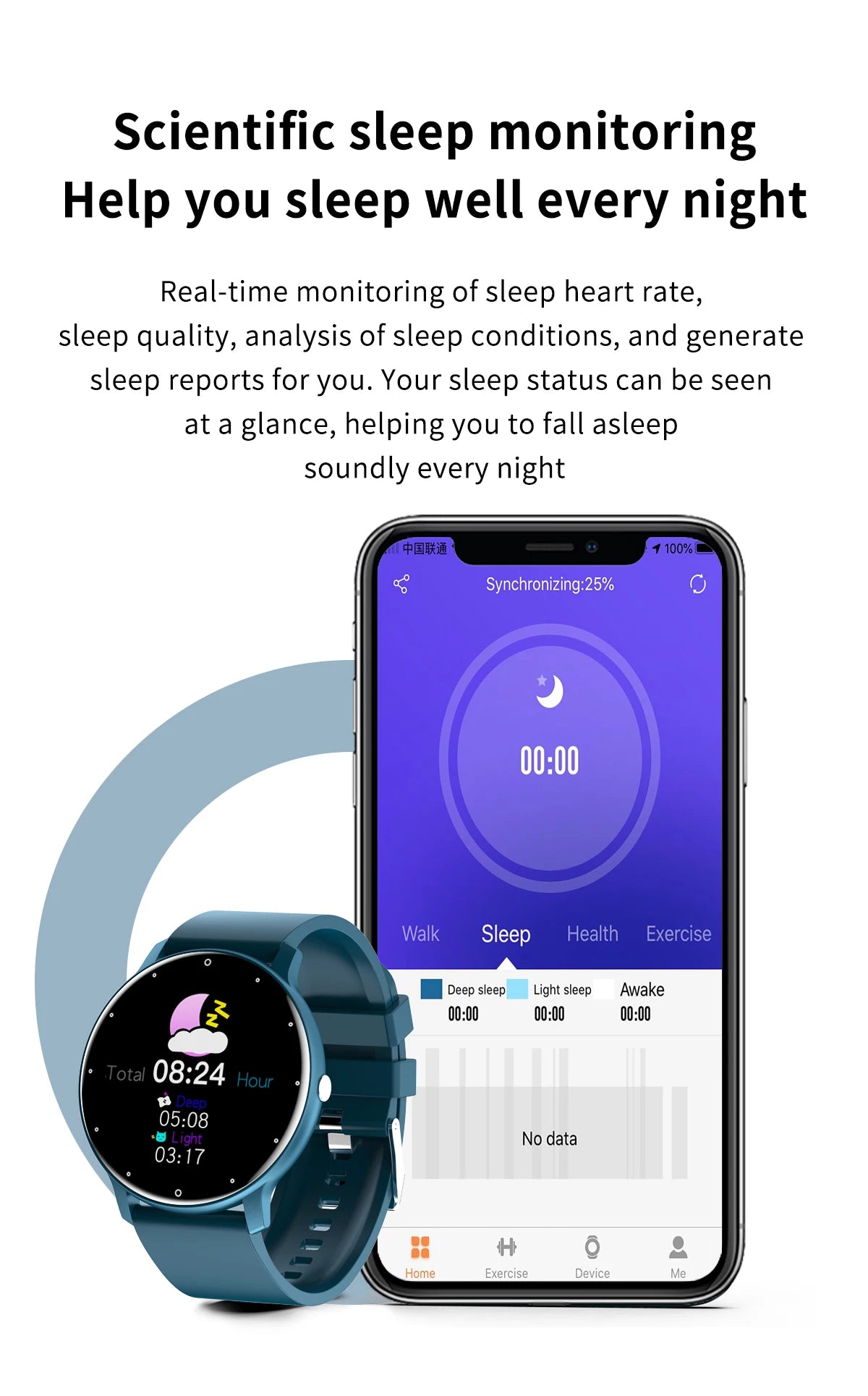 Montre Connectée LIGE Étanche IP68 Sport Météo | MDN Store