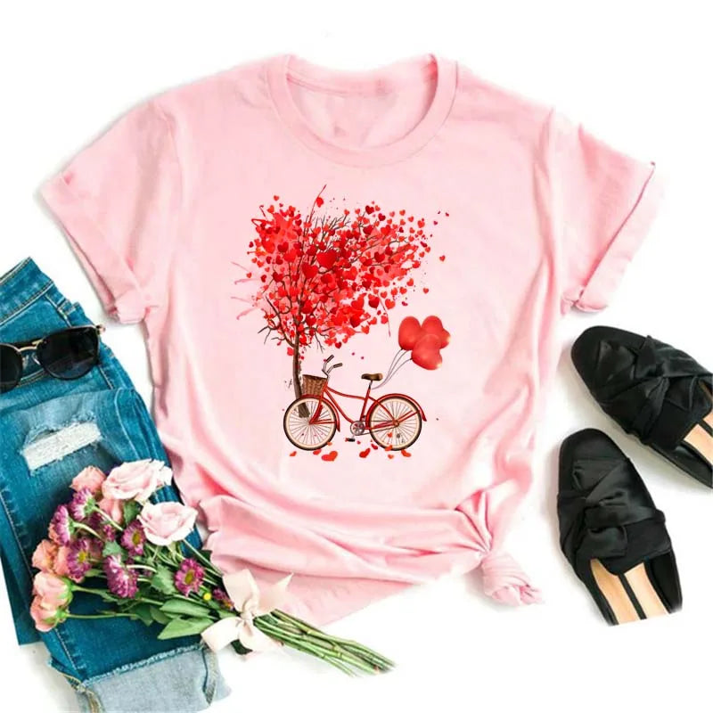 T-Chemise Coquelicot Rouge Noir Harajuku Femme | MDN Store