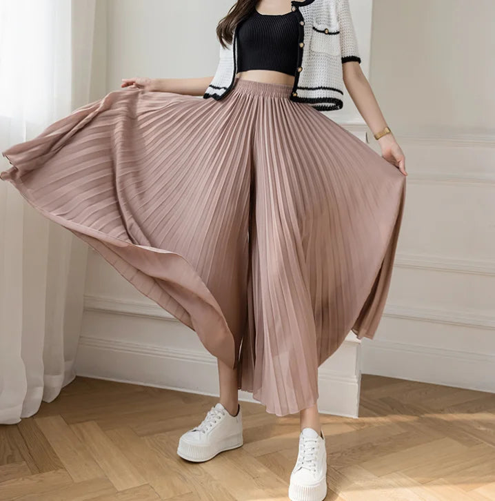 Pantalon Mousseline Plissé Taille Haute | MDN Store