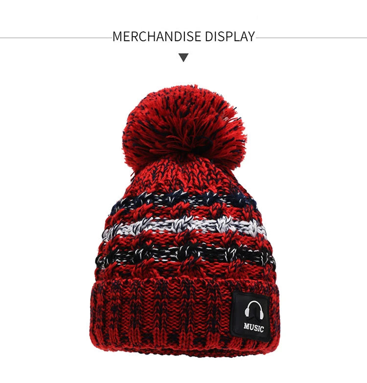 Bonnet Femme Hiver Épais Tricot avec Pompon Chenille Doublure Polaire | MDN
