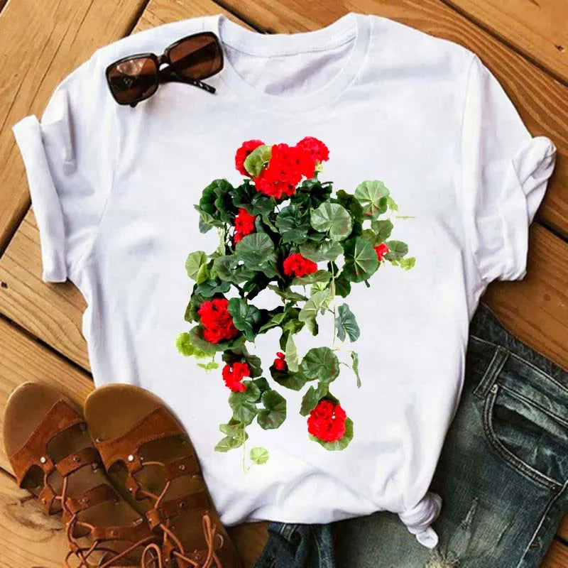 T-Chemise Coquelicots Rouges Style 90s Femme | MDN Store