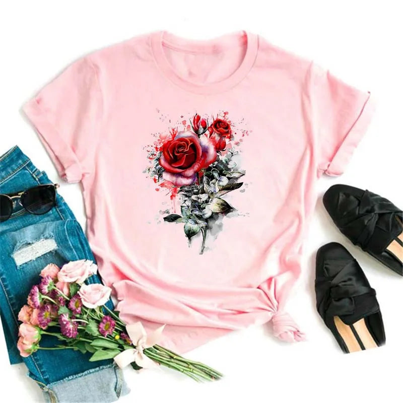 T-Chemise Coquelicots Rouges Style 90s Femme | MDN Store