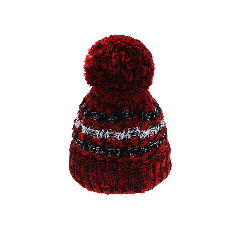 Bonnet Femme Hiver Épais Tricot avec Pompon Chenille Doublure Polaire | MDN