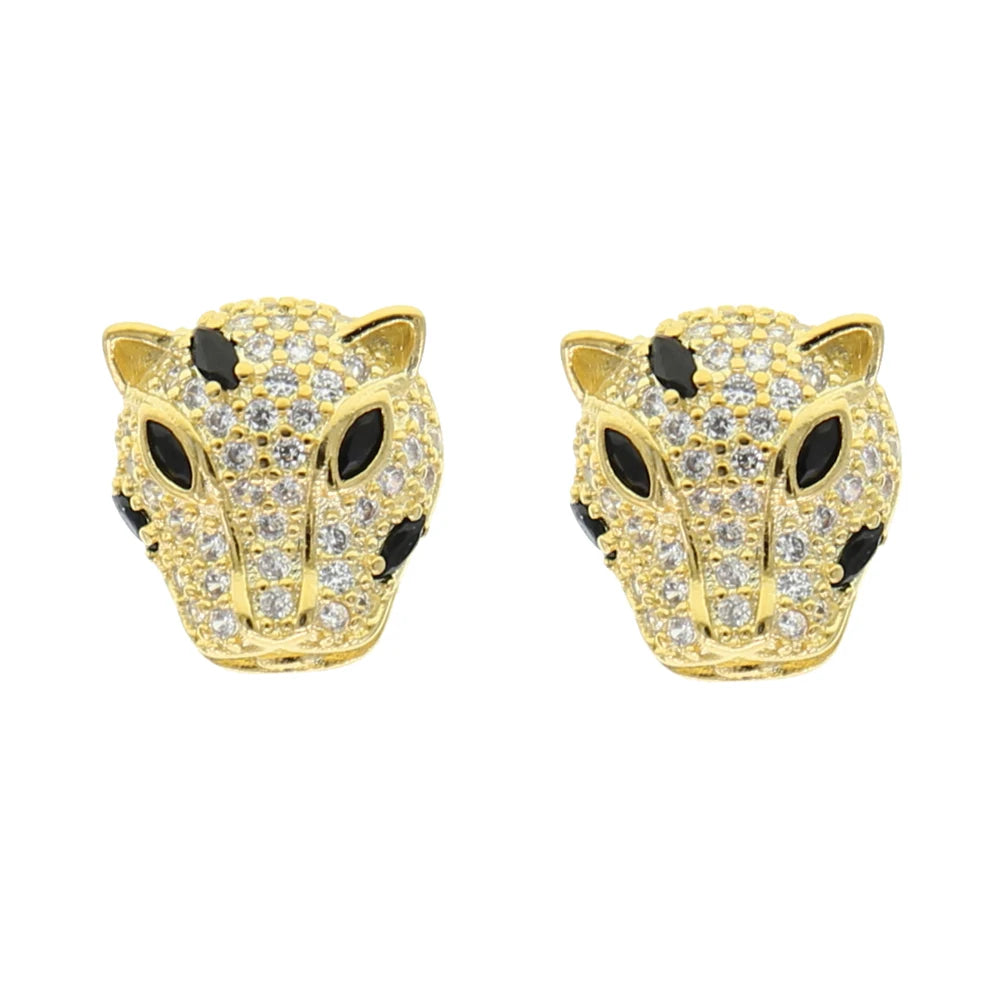 Boucles d'Oreilles Léopard Jaguar Or Zircon | MDN