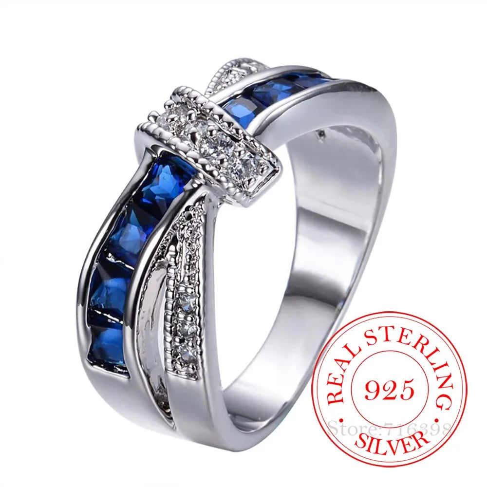 Bague Couple Argent 925 Cristal Violet Alliance Mariage | MDN