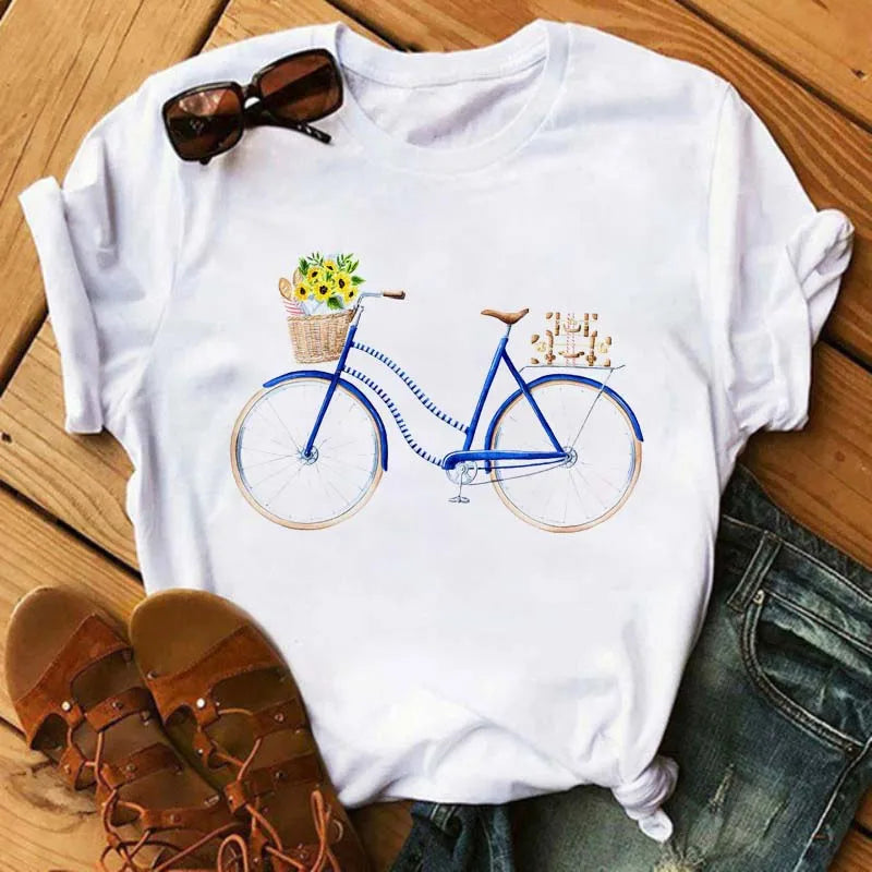 T-Shirt Velo et Tournesol Femme Harajuku Manches Courtes | MDN Store 25