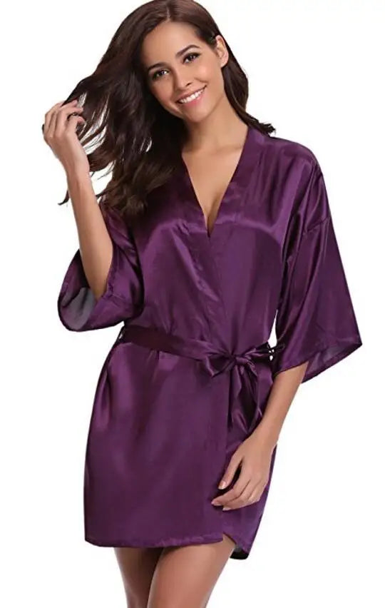 Kimono Peignoir Satin Bleu Marine | MDN Store