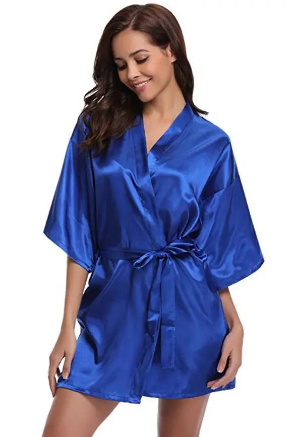 Kimono Peignoir Satin Bleu Marine | MDN Store